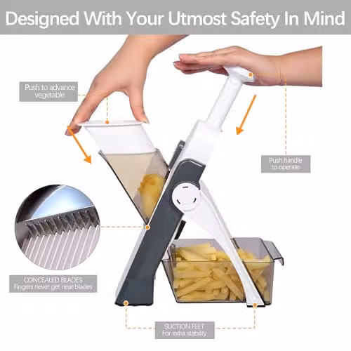 Alivio Multifunctional Spring Slicer in Grey with Stainless Steel Blades and 4 Cutting Modes – 3