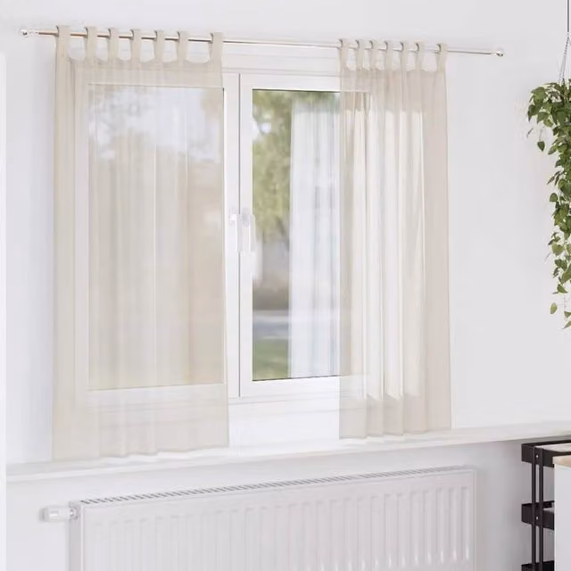 Berkfield Home Plain Cream Voile Tab Top Curtains, 2 Pack