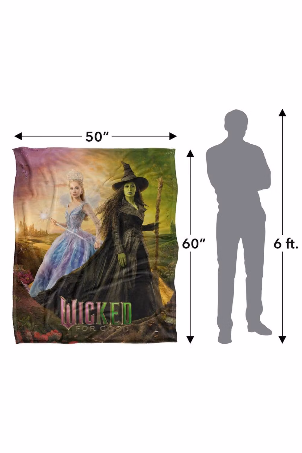 NBCU Wicked For Good Glinda and Elphaba Poster Throw Blanket, Multicolour, W: 152 cm, D: 127 cm – 3