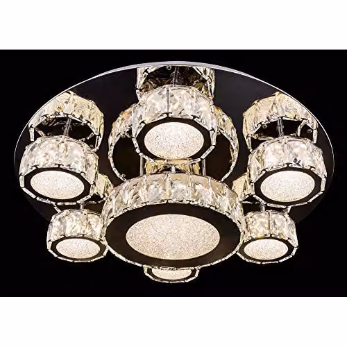 Netlighting Amur Chrome Ceiling Light with K9 Crystals and 7x LED 4000K in Silver – 2