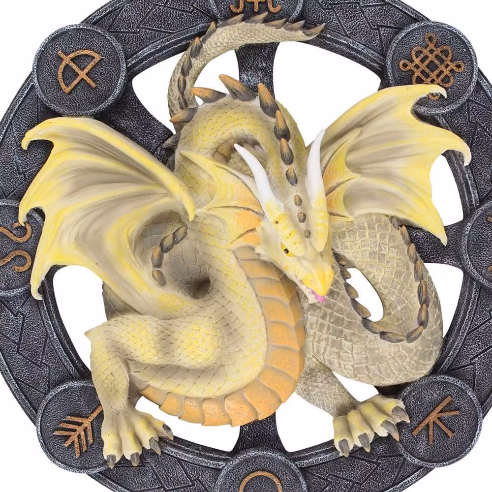 Anne Stokes Mabon Yellow Resin Dragon Hanging Wall Plaque – 3