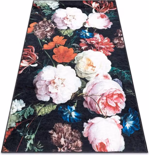 RugsX Andre Floral Vintage Rug in Black and Multicolour, W: 120 cm, L: 170 cm – 1