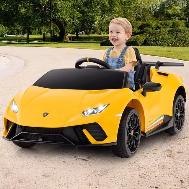 Costway Lamborghini Electric Ride on Car with Light and Sound, Yellow