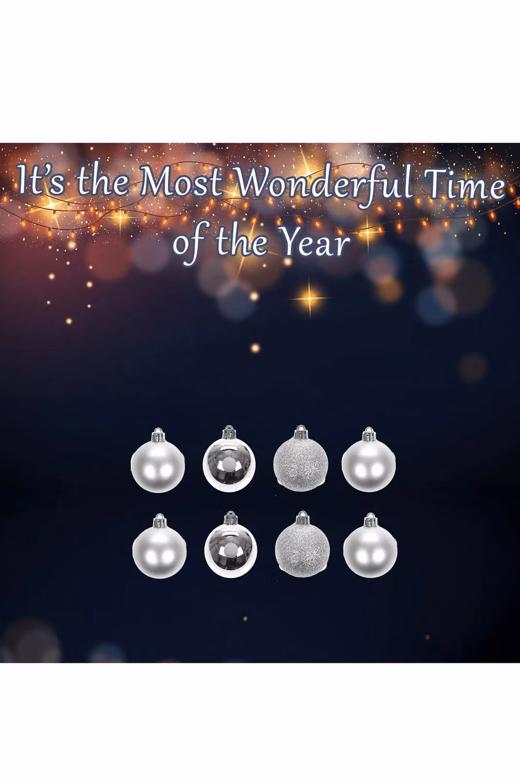 VFM e-Store Silver Christmas Bauble Hanging Tree Ornaments, Pack of 8, 5cm Diameter – 2