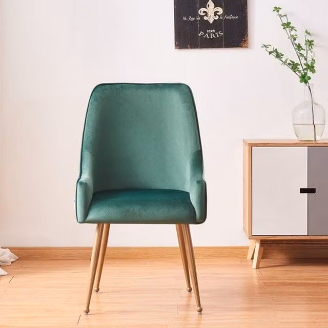 Life Interiors Soho LUX Velvet Dining Chair in Green with Black Metal Frame