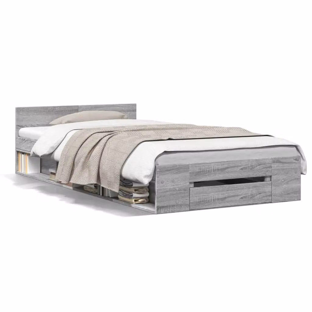 Berkfield Home Modern Bed Frame with Drawers in Grey Sonoma, W: 100 cm, D: 200 cm – 2