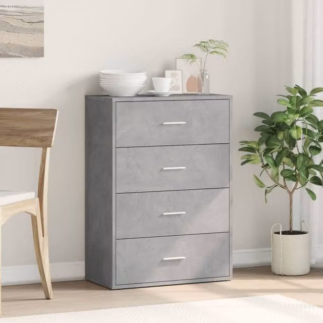 Berkfield Home Sideboard in Concrete Grey, Engineered Wood, W/D/H: 60 x 31 x 84 cm