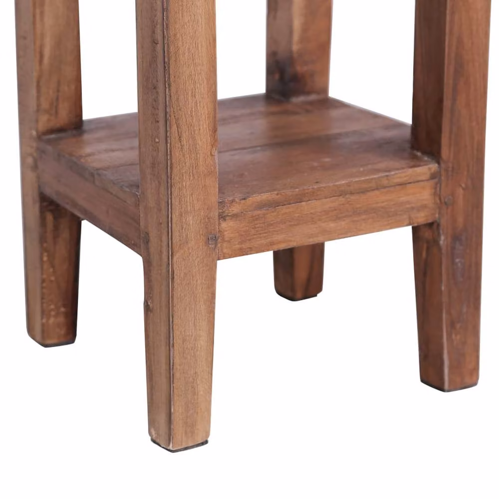 Berkfield Home Vintage Lacquered Solid Wood Plant Stand in Brown, W/D/H: 30 x 30 x 75 cm – 5