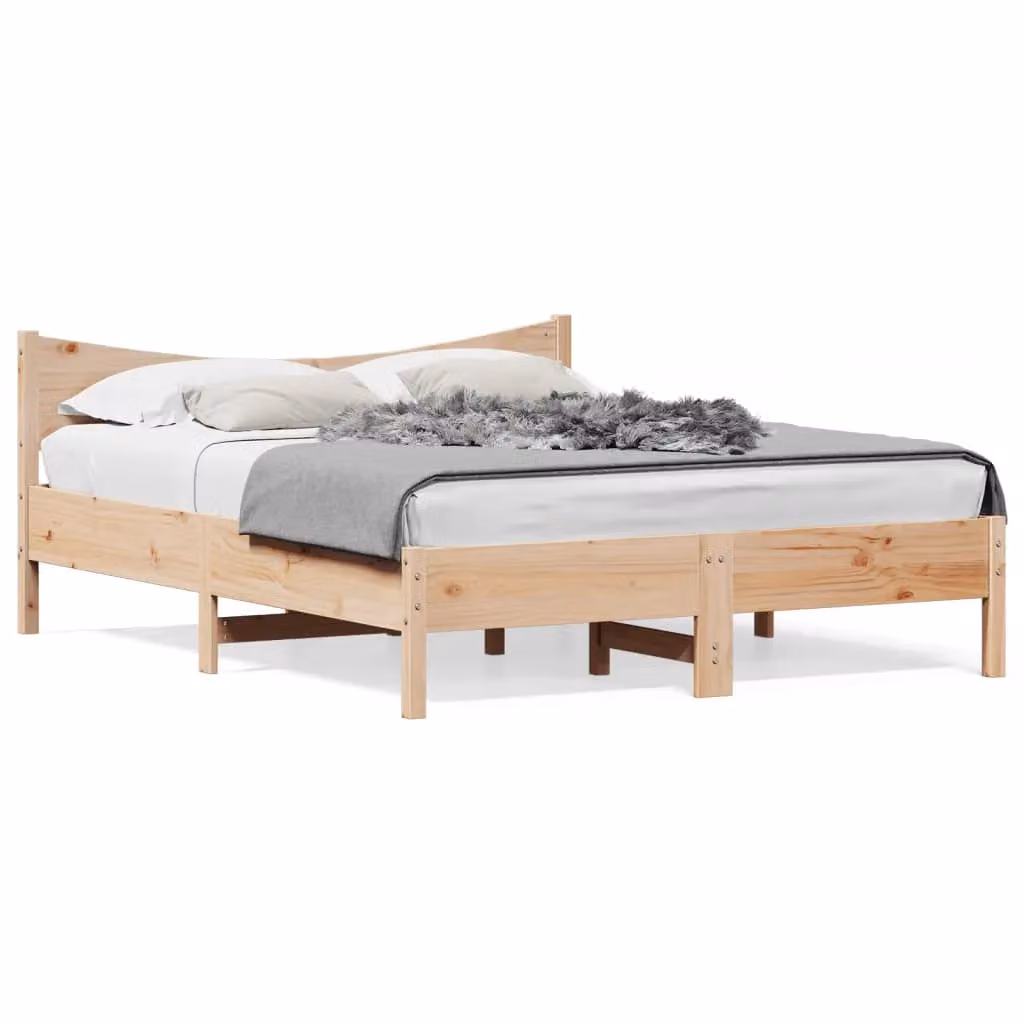 Berkfield Home Rustic Solid Wood Pine Bed Frame in Brown, W/D/H: 160 x 200 cm – 2