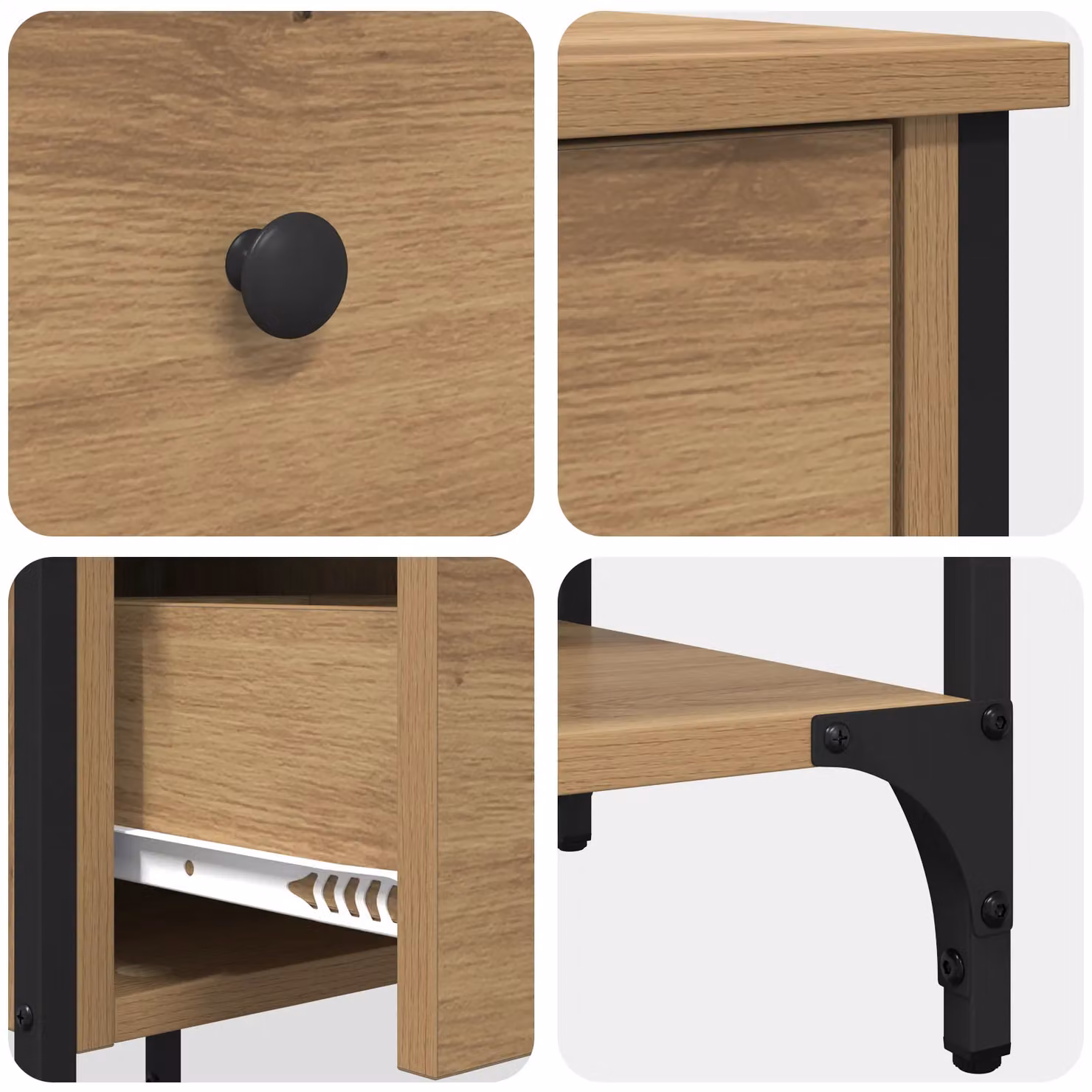 Berkfield Home Artisan Oak Bedside Cabinets, 2 Piece Set in Beige, W/D/H: 34 x 36 x 70 cm – 5