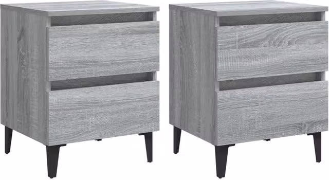 Berkfield Home Bed Cabinets with Metal Legs, 2 Piece Set, Grey Sonoma, W: 40 cm, D: 35 cm, H: 50 cm