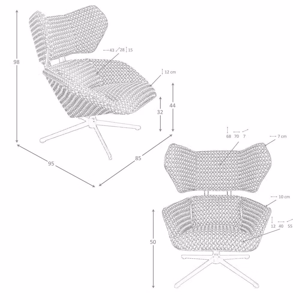 Angel Cerda Black and White Houndstooth Swivel Armchair with Armrests – 5