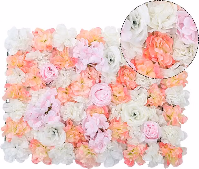 THE HOT SALE Pink and Multicolour Artificial Rose Floral Wall Panel Backdrop Decor