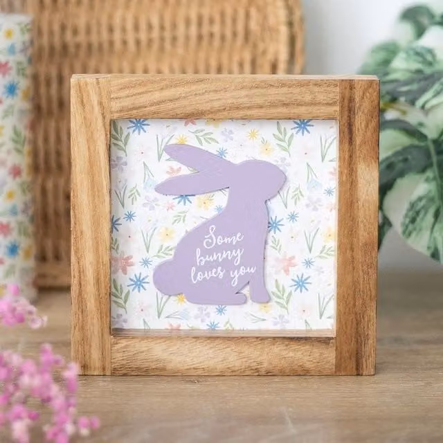 Uniqueful Some Bunny Loves You Multicolour Floral Wooden Tabletop Sign – 1