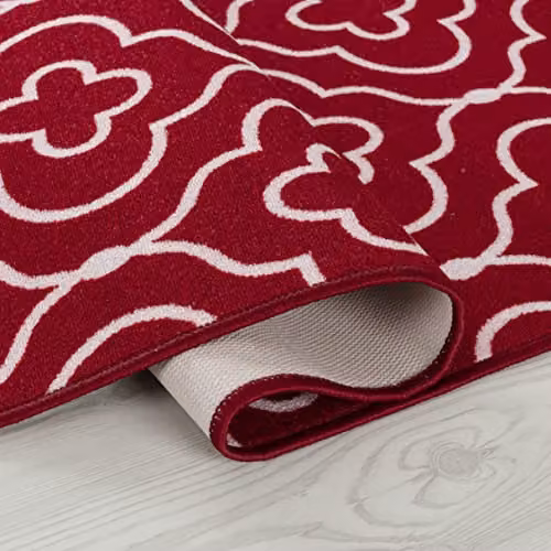 Desire Rugs Red Quatrefoil Non-Slip Machine Washable Kitchen Floor Mat, W: 80 cm, L: 150 cm – 3