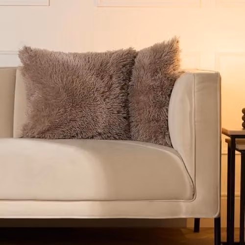 Sienna Set of 2 Fluffy Square Cushion Covers in Beige and Brown, W/D/H: 45 x 45 x 45 cm – 2