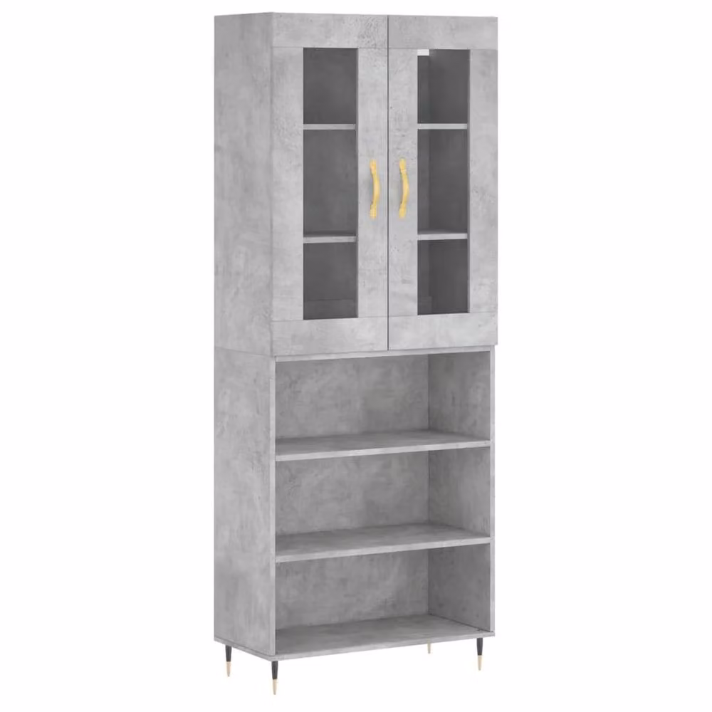Berkfield Home Modern Highboard in Concrete Grey with Glass Doors, W/D/H: 69.5 x 34 x 180 cm – 3