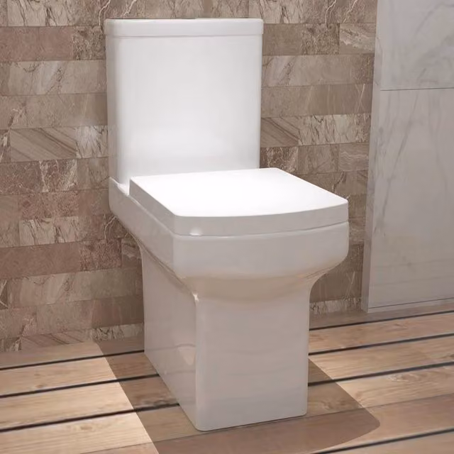 PAWNORA White Ceramic Close Coupled Toilet – 1