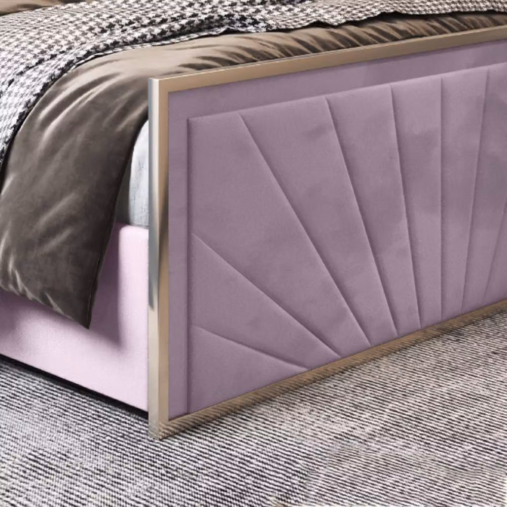 Casani Somerton King Size Upholstered Velvet Bed Frame in Pink with Metal Details, W/D/H: 180 x 200 cm – 5