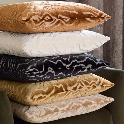 Paoletti Tierra Square Graphic Velvet Cushion in Brown and Gold, W/D/H: 50 x 50 x 5 cm – 4