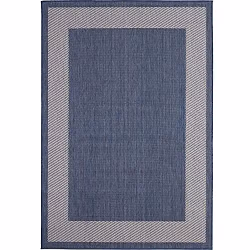 The Rugs Bordered Blue Indoor and Outdoor Rug, W/D/H: 160 x 230 cm