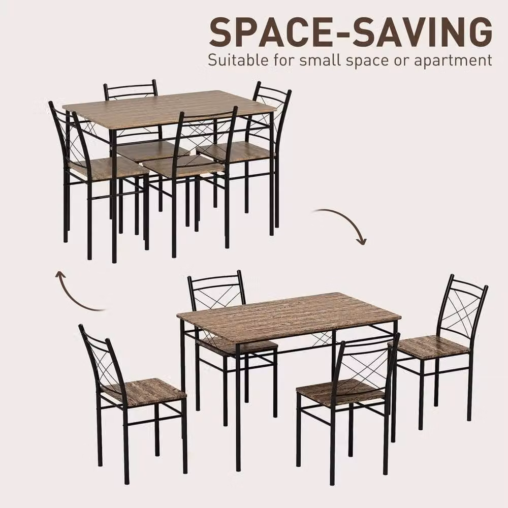 NESTLUNE 5 Piece Dining Table Set with 4 Chairs in Brown and Black, W/D/H: 100 x 75 x 75 cm – 4
