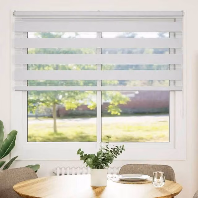 Berkfield Home White Zebra Day and Night Blind with Polyester Fabric, W: 100 cm, H: 165 cm