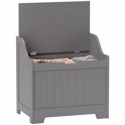 HOMCOM Grey Storage Trunk with Soft-Close Lid, W/D/H: 56.5 x 38 x 56 cm