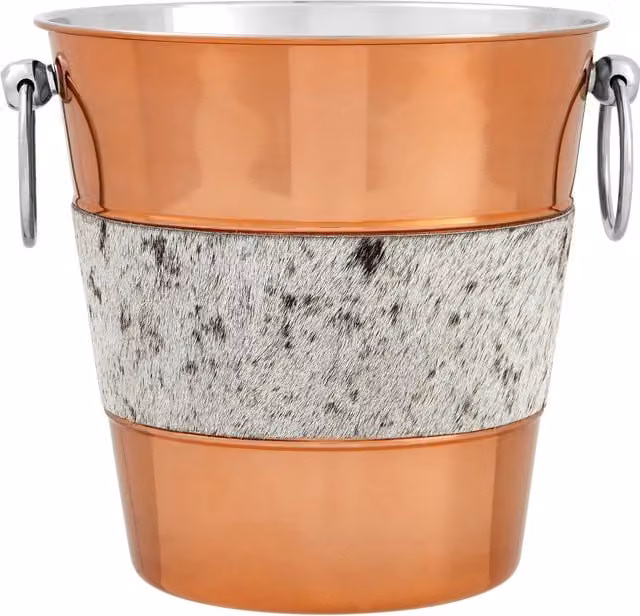 Orsina Albany Champagne Bucket in Gold with Copper Finish and Hair on Leather