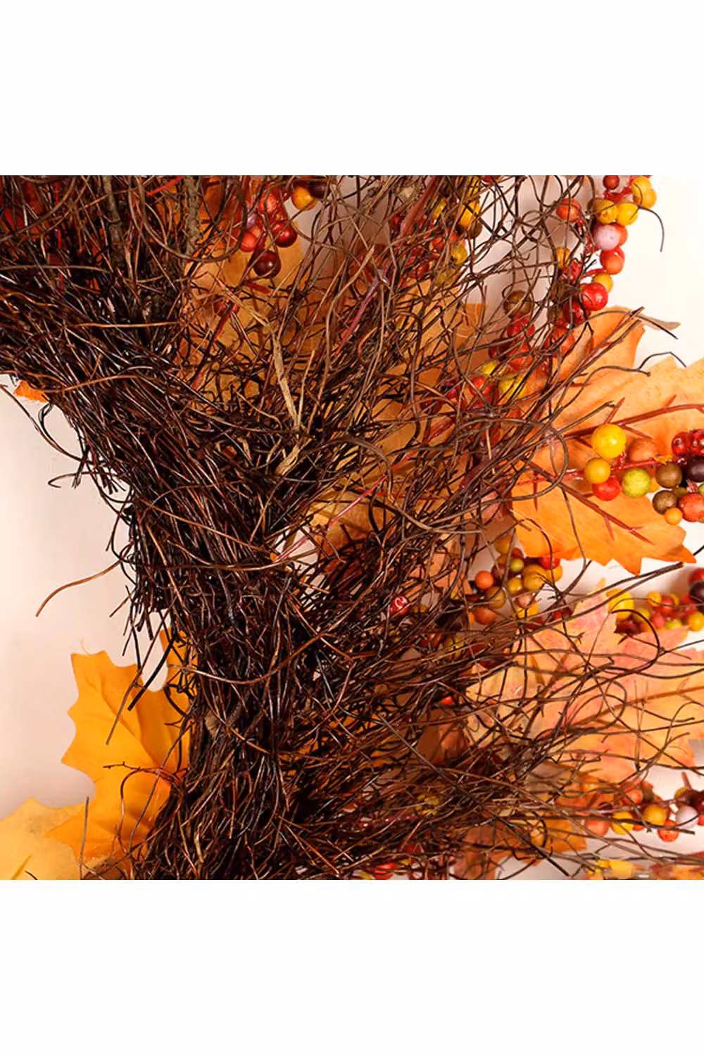 Living and Home Orange Autumn Maple Leaf and Berry Rattan Wreath with 2m LED Lights, Diameter: 45 cm – 5