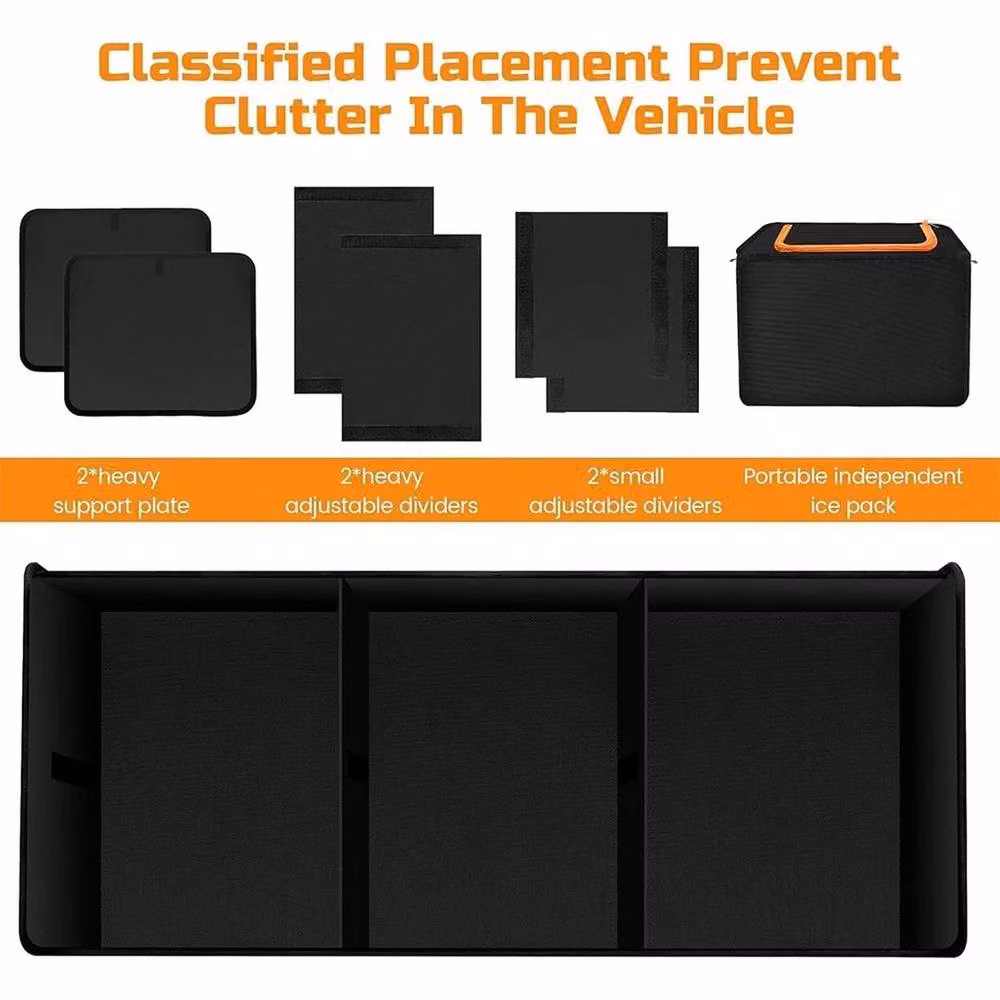 FLAVORA Extra Large Expandable Car Boot Organiser, Black, W: 50 cm, D: 50 cm, H: 50 cm – 3
