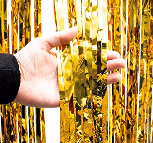 Netagon Metallic Tinsel Curtain Gold W/H: 3 x 1 m – 2