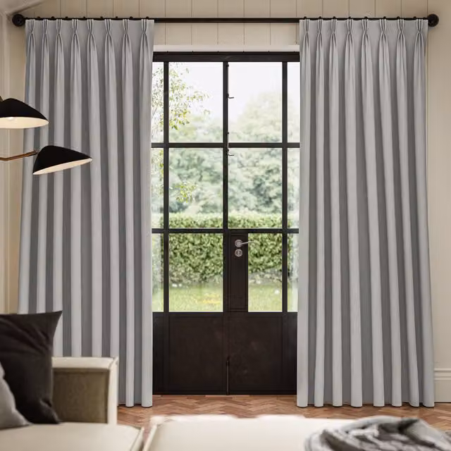 ANTE DECOR Virtus No Joins Made To Measure Opaque Velvet Curtains in Grey Steel
