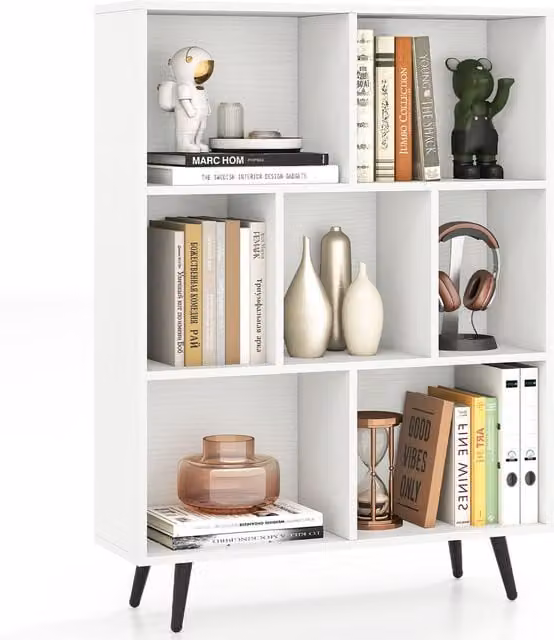 COSTWAY 7 Cube Freestanding Bookcase in White