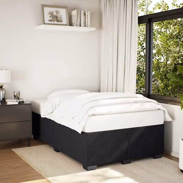 Berkfield Home Double Velvet Upholstered Bed Frame in Black, W: 140 cm, L: 200 cm