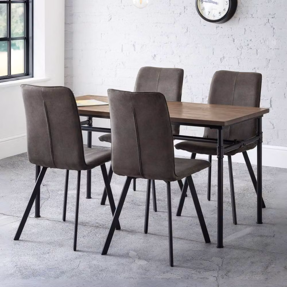 Cheshire Cortona Set of 2 Industrial Dining Chairs in Grey Microfibre with Metal Frame – 5