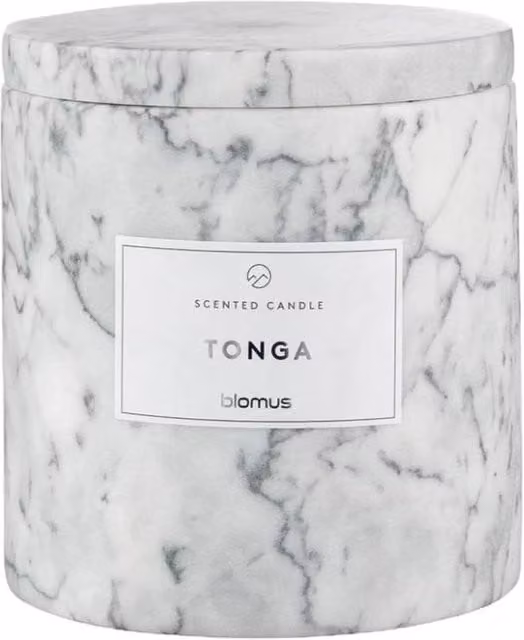 Blomus FRABLI Tonga Scented Candle L in Sharkskin Light Grey with Fresh Woody Fragrance