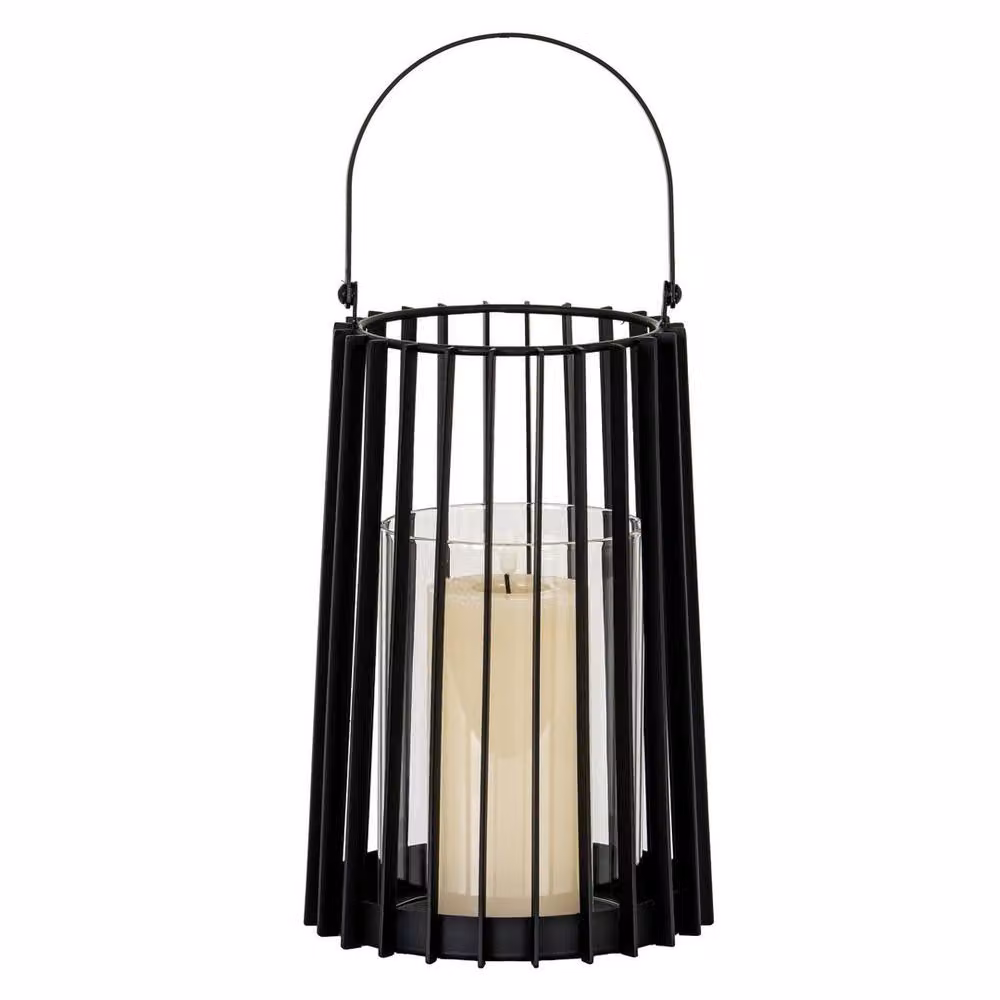 Lemon Pavilion Lynk Medium Lantern and Candle Holder, Black, W: 18 cm, D: 18 cm, H: 40 cm – 2