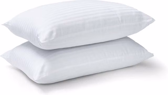 Catherine Lansfield White Cotton Hotel Satin Stripe Pillow, 48 x 74 cm