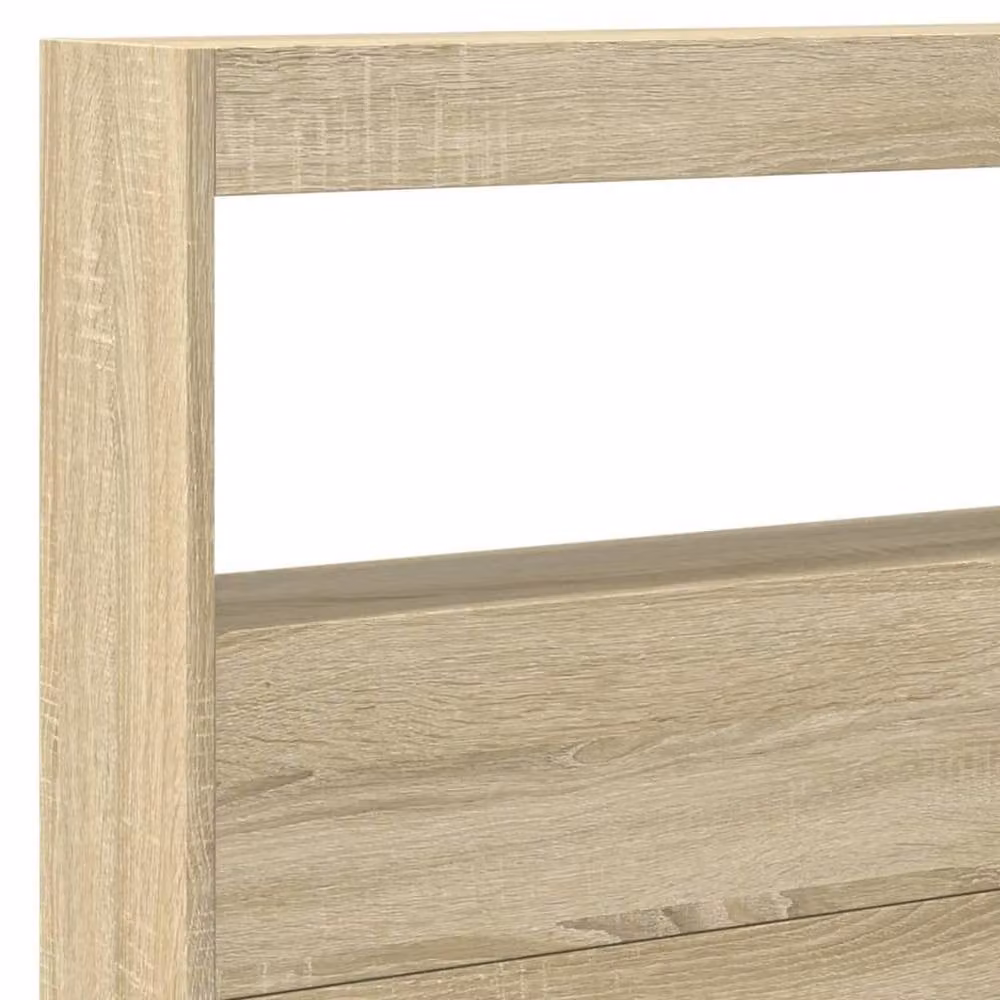Berkfield Home LED Headboard Cabinet in Sonoma Light Oak, W: 220 cm, D: 17 cm, H: 102 cm – 4