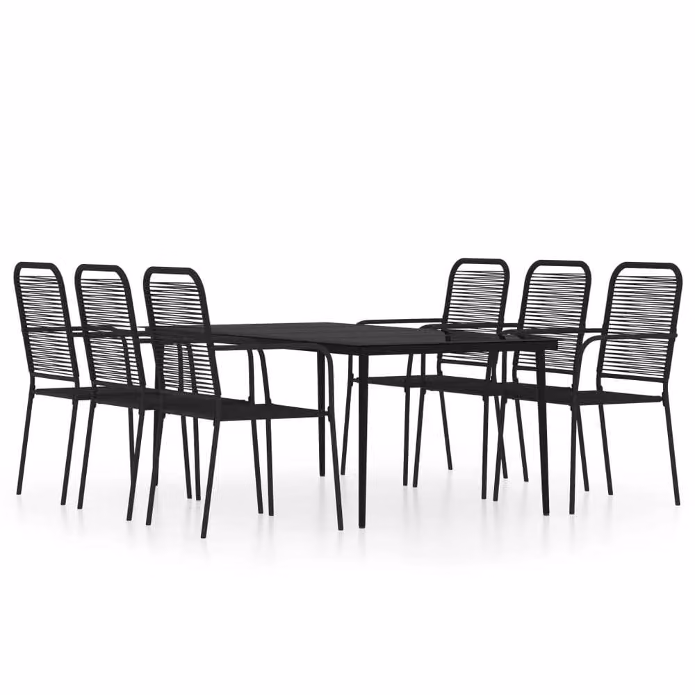 Berkfield Home Elegant 7 Piece Black Metal and Glass Garden Dining Set – 2
