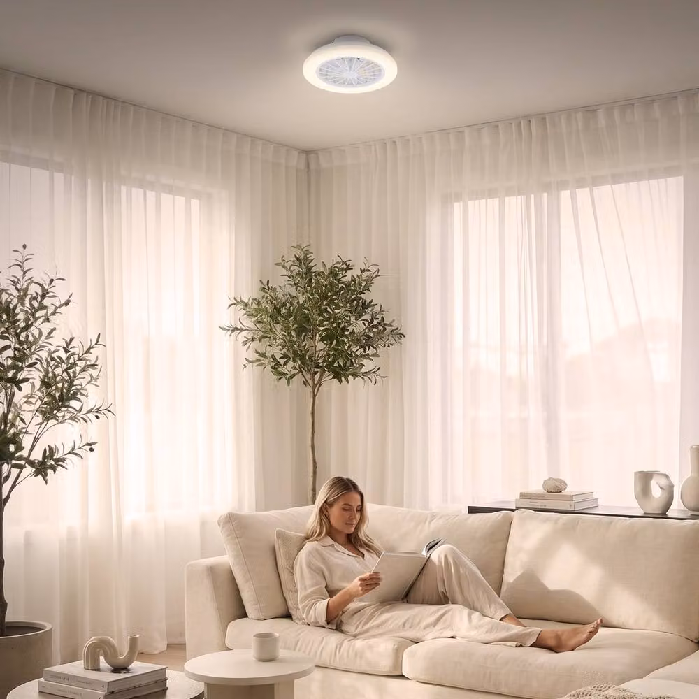 Briloner White 24W CCT Dimmable LED Ceiling Light with Fan and Remote Control, W/D/H: 38 x 38 x 14 cm – 2