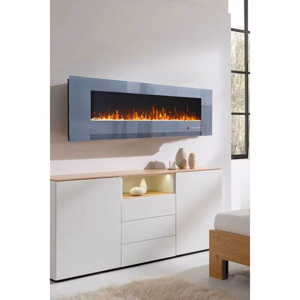 FORGEVIO Media Log Electric Heater 60 Inch LED Fireplace in Grey, W: 152.4 cm, H: 52 cm, D: 52 cm – 3