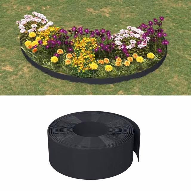 Berkfield Home Garden Edgings, 3 Pack, Black Polyethylene, 10 m Length, 20 cm Height