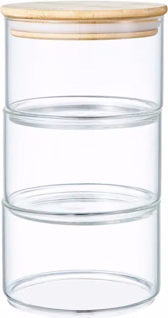 Eden & Willow Stackable Glass Storage Jars with Airtight Bamboo Lid, Transparent, 1.5l
