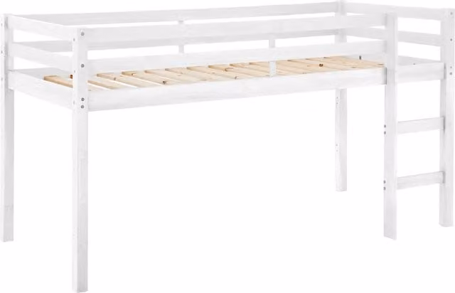 Alpi White Solid Wood Pine Midsleeper Bed for Children