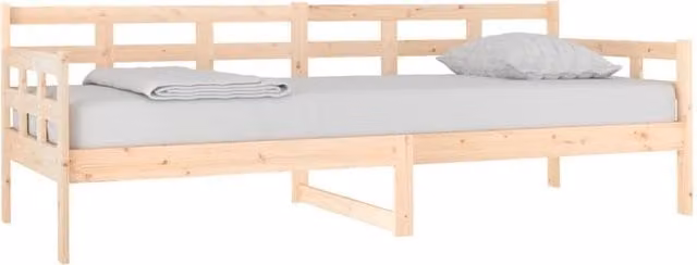 Berkfield Home Beautiful Day Bed in Natural Solid Pine Wood W/D/H: 200 x 80 x 69.5 cm