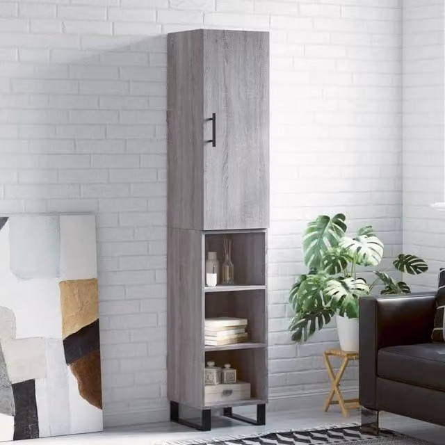 Berkfield Home Grey Sonoma Highboard W/D/H: 34.5 x 34 x 180 cm