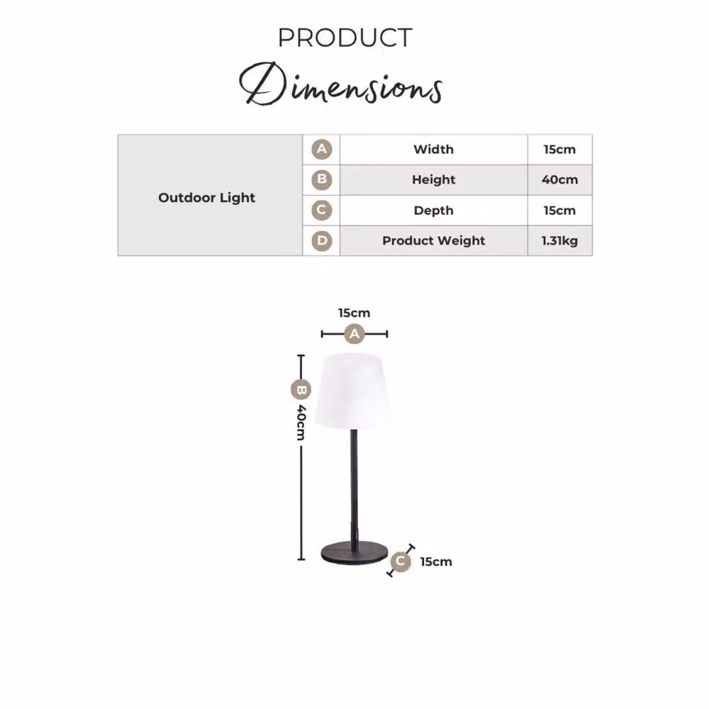 FurnitureboxUK Helia Dimmable Outdoor Table Light in Cream and Black with Remote Control – 2