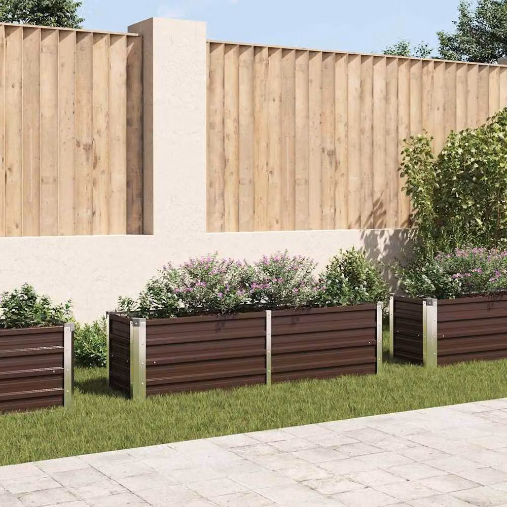 Berkfield Home Garden Brown Galvanised Steel Raised Bed W/D/H: 160 x 40 x 45 cm – 2